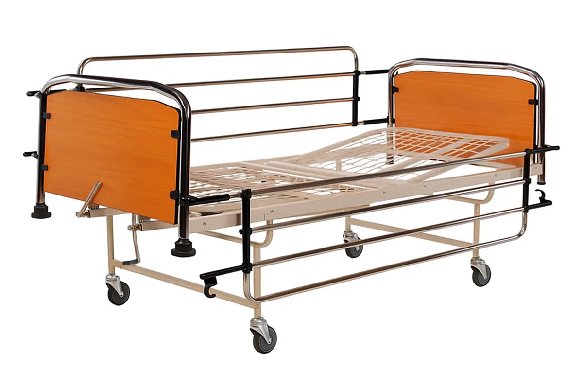 Cama manual de 2 funciones con ruedas