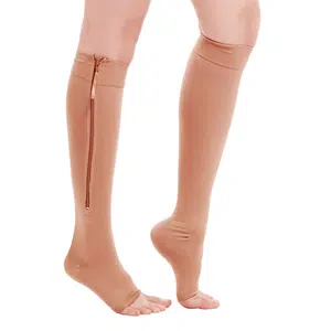 Medias elásticas bajo rodilla con cierre
